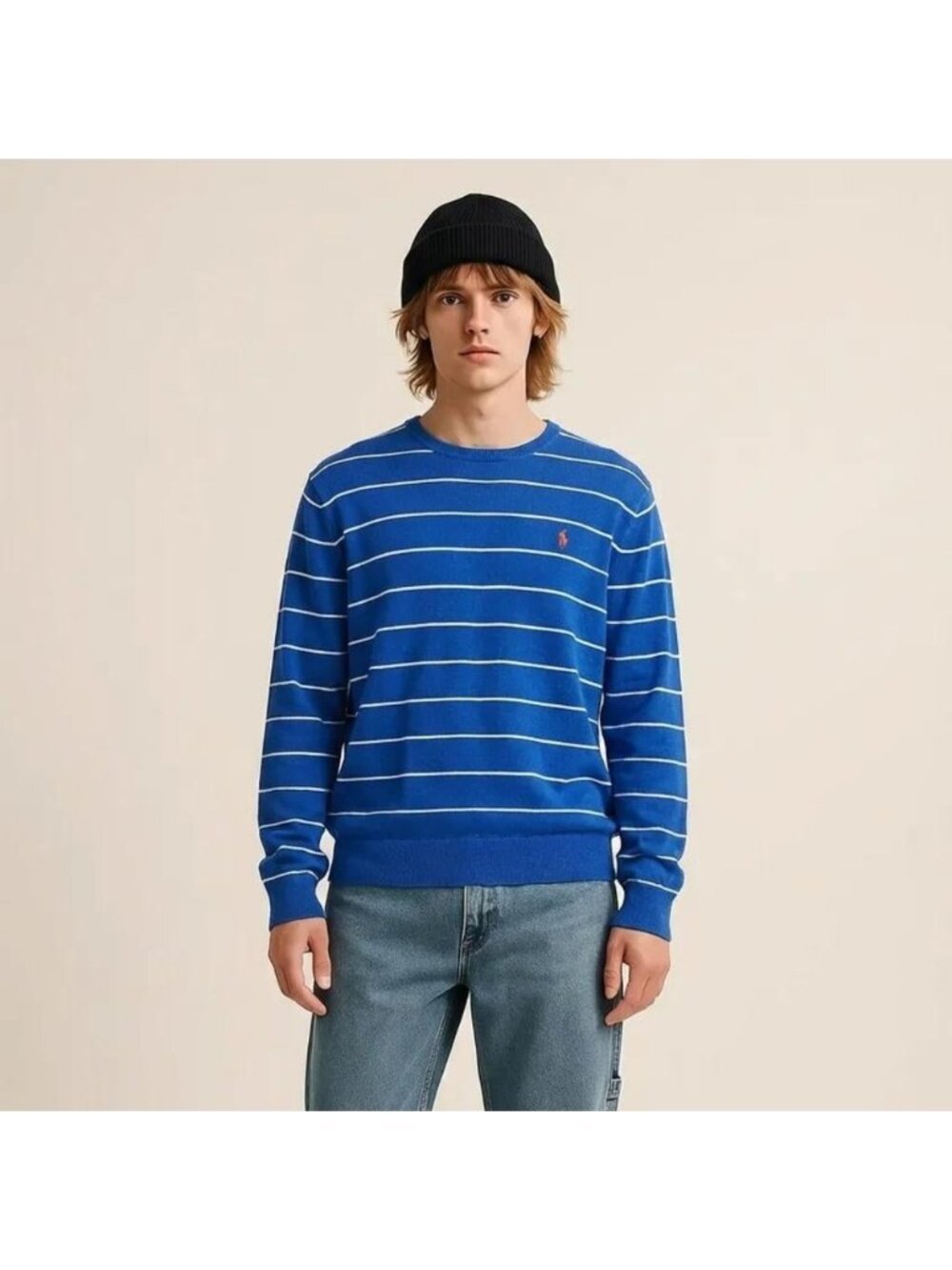 Polo Ralph Lauren Striped Crewneck Sweater Blue Long Sleeve